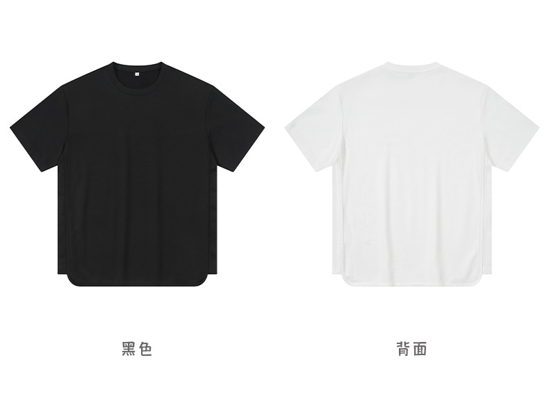 登爵男装大地色重磅落肩230克美式运动休闲宽松开叉潮牌短袖t